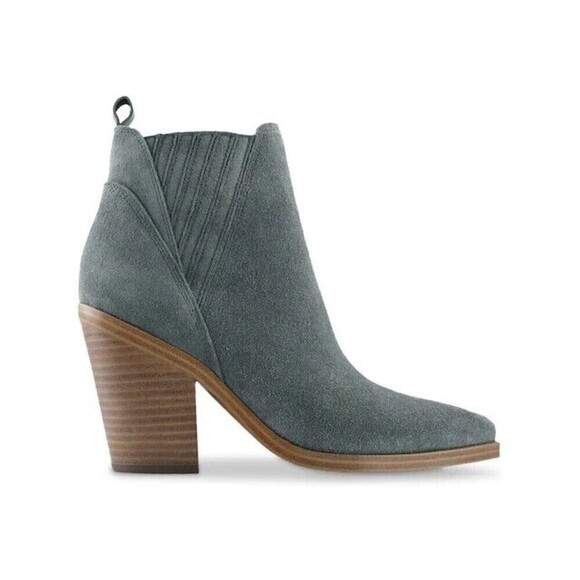 Marc Fisher Womens Gray Suede Pointed Toe Block Heel Gadri Booties 9 M - Picture 1 of 7
